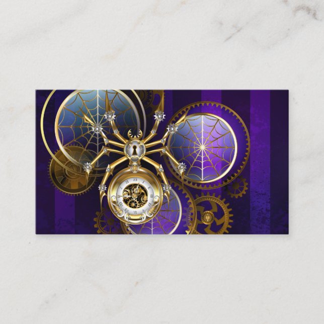 Steampunk Spider on Purple Background Advice Card (Front)