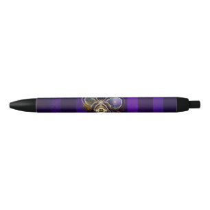 Steampunk Spider on Purple Background Black Ink Pen