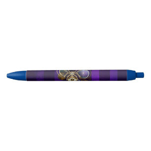 Steampunk Spider on Purple Background Black Ink Pen
