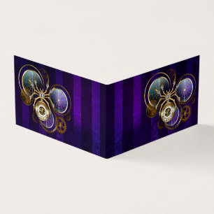 Steampunk Spider on Purple Background Business Card