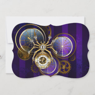 Steampunk Spider on Purple Background Card