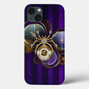 Steampunk Spider on Purple Background iPhone 13 Case