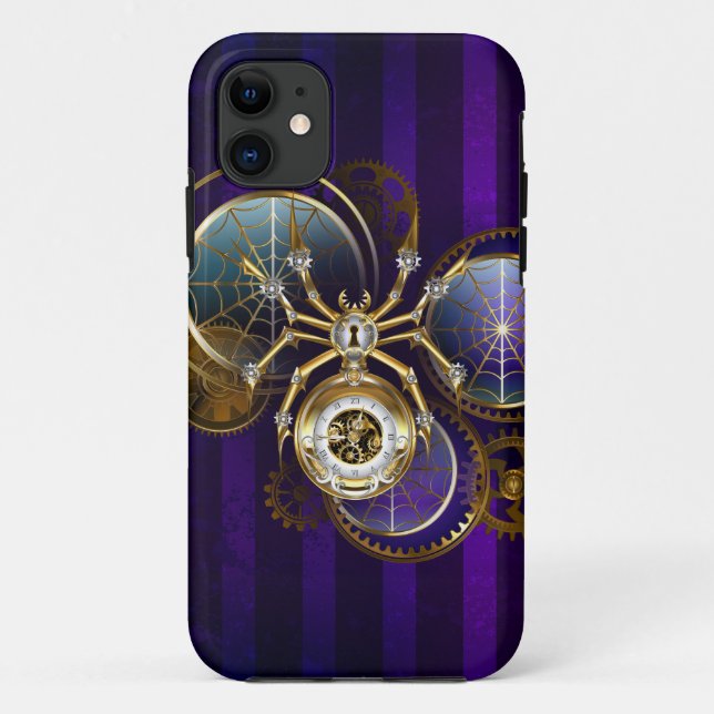 Steampunk Spider on Purple Background Case-Mate iPhone Case (Back)