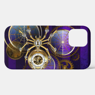 Steampunk Spider on Purple Background iPhone 12 Case
