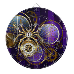 Steampunk Spider on Purple Background Dartboard