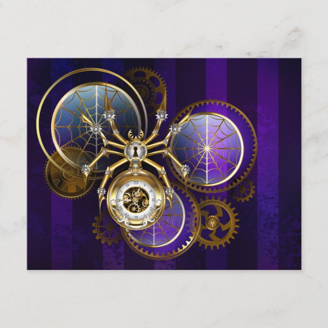 Steampunk Spider on Purple Background Enclosure Card (Front)
