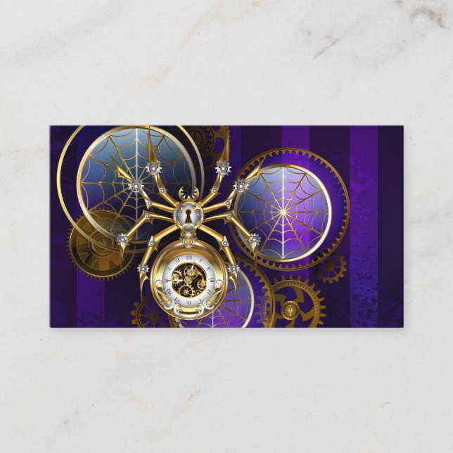 Steampunk Spider on Purple Background Enclosure Card (Front)