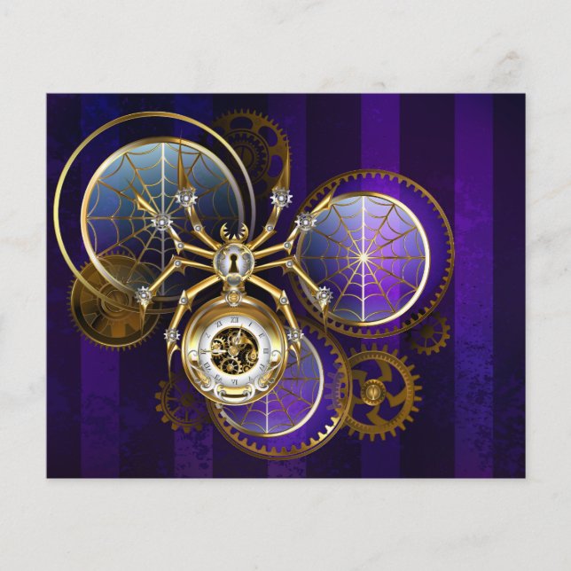 Steampunk Spider on Purple Background Flyer (Front)