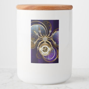 Steampunk Spider on Purple Background Food Label