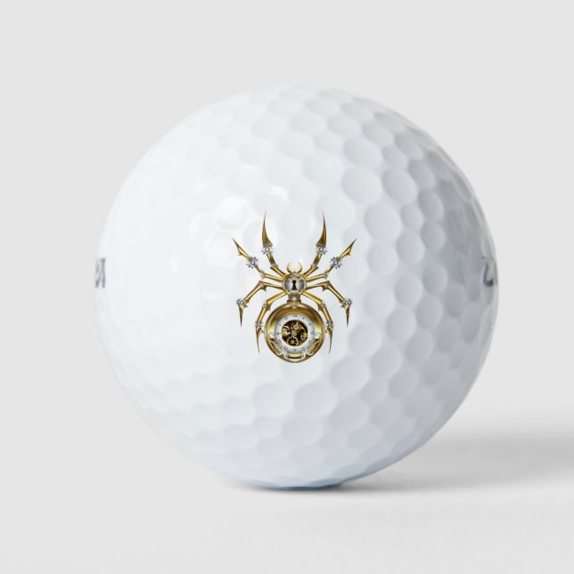 Steampunk Spider on Purple Background Golf Balls (Front)