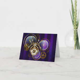 Steampunk Spider on Purple Background Holiday Card