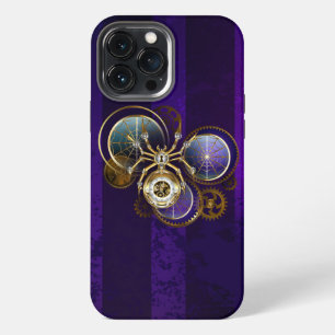 Steampunk Spider on Purple Background iPhone 13 Pro Max Case