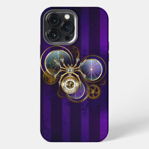 Steampunk Spider on Purple Background iPhone 13 Pro Max Case