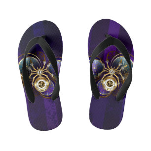 Steampunk Spider on Purple Background Kid's Thongs