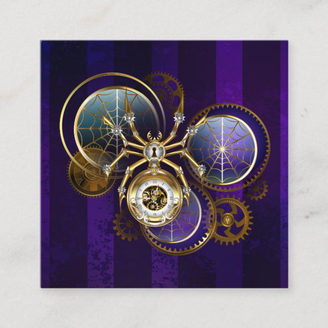 Steampunk Spider on Purple Background Loyalty Card (Front)