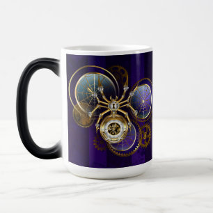 Steampunk Spider on Purple Background Magic Mug