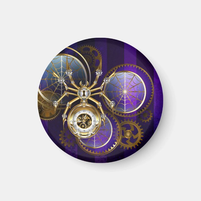 Steampunk Spider on Purple Background Magnet (Front)
