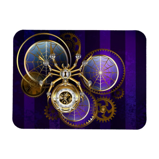Steampunk Spider on Purple Background Magnet (Horizontal)