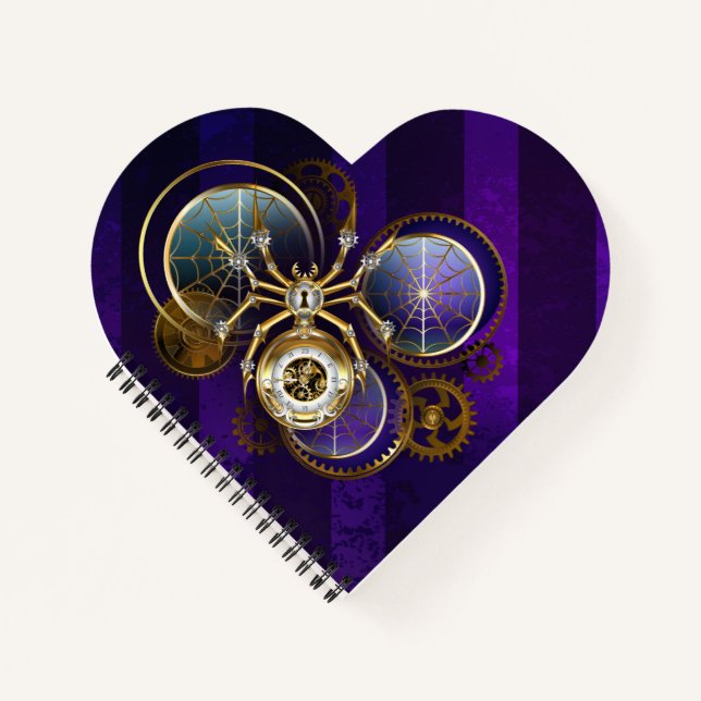 Steampunk Spider on Purple Background Notebook (Front)