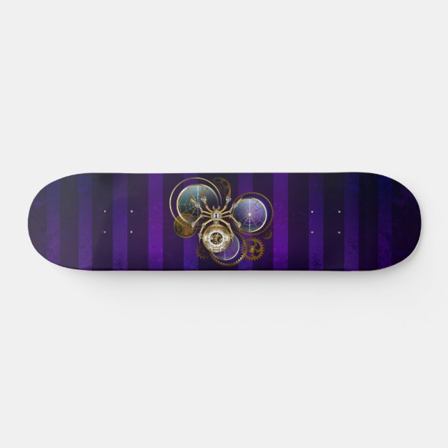 Steampunk Spider on Purple Background Skateboard (Horz)