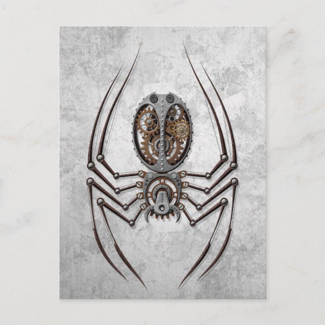Steampunk Spider on Rough Steel Postcard (Front)