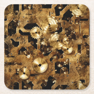 Steampunk Square Paper Coaster