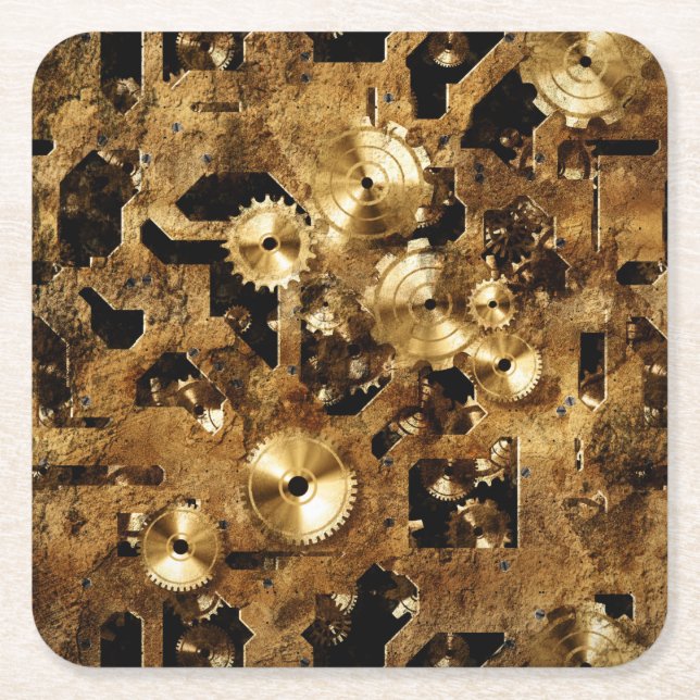 Steampunk Square Paper Coaster (Front)