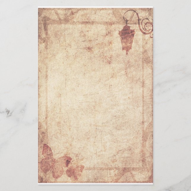 Steampunk Stationery - Lamppost and Butterfly (Front)