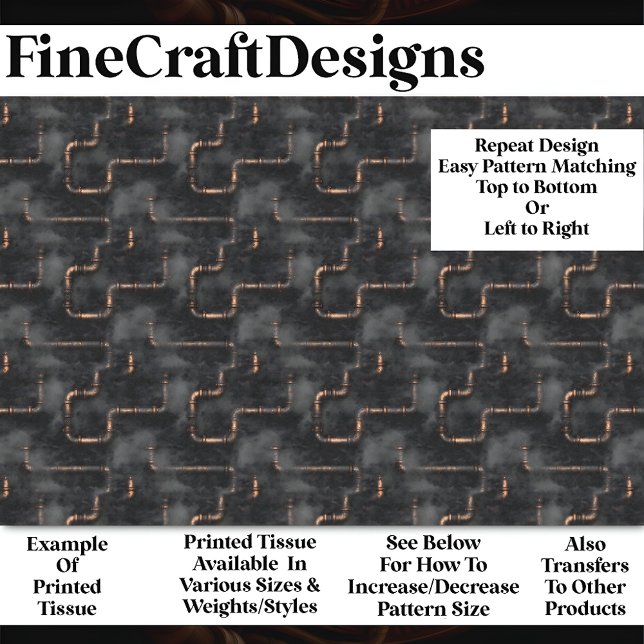 Steampunk Steam & Pipes Dark Pattern BN7 Decoupage Tissue Paper (Creator Uploaded)