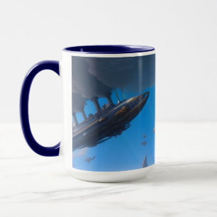 Steampunk Steamship Airship SciFi Mug