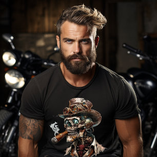 Steampunk Style Skeleton with Cigar T-Shirt