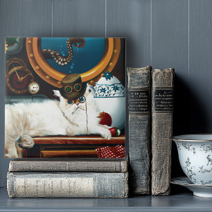 Steampunk Submarine Cat Tea Ceramic Tile