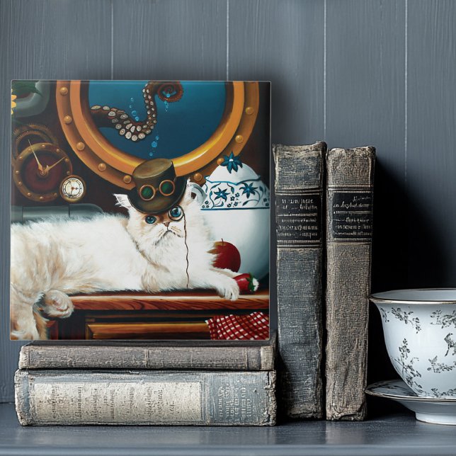 Steampunk Submarine Cat Tea Ceramic Tile (Creator Uploaded)