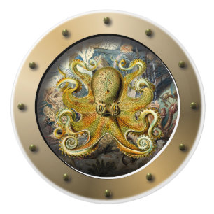 Steampunk Submarine Porthole Octopus Ceramic Knob