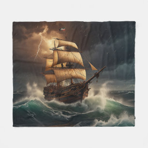 Steampunk Submersible Ocean-liner Fleece Blanket