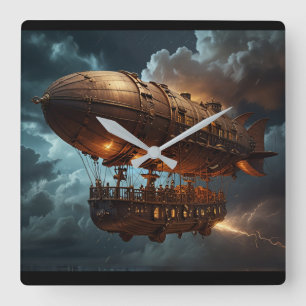 Steampunk Submersible Ocean-liner Square Wall Clock