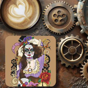 Steampunk Sugar Skull Coaster