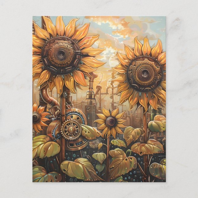 Steampunk Sunflowers Scrapbook Paper Sheets (Front)