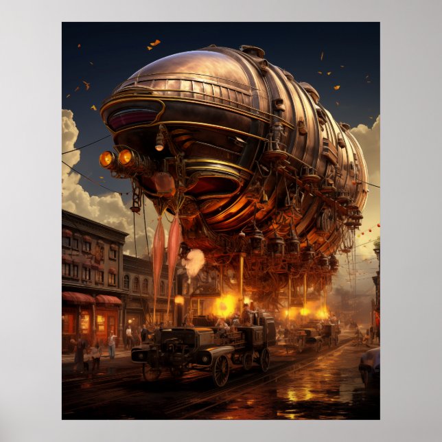 Steampunk Sunset Boulevard: Zeppelin Street Parade Poster (Front)