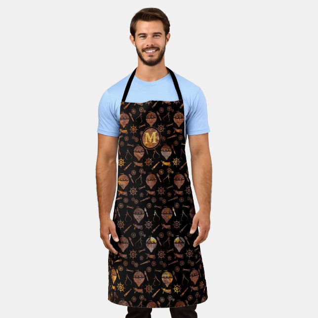 Steampunk Super Colourful Rust Ballooning Monogram Apron (Worn)