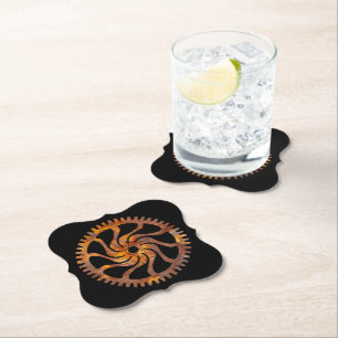 Steampunk Super Colourful Rusty Gear IV Paper Coaster