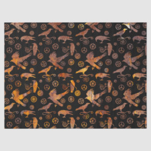 Steampunk Super Colourful Rusty Gears and Crows Tissue Paper