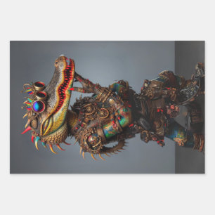 Steampunk Swamp Alligators Decoupage  Wrapping Paper Sheet