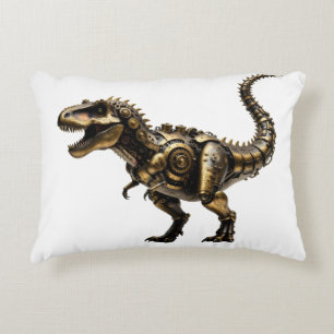 Steampunk T-Rex Mech – Brass Dino Beast Decorative Cushion