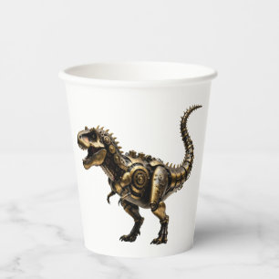 Steampunk T-Rex Mech – Brass Dino Beast Paper Cups