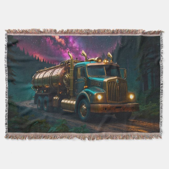 Steampunk Tanker Truck Throw Blanket (Front)