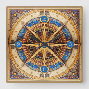 Steampunk Tarot Star Pattern#1 ID1081 Square Wall Clock