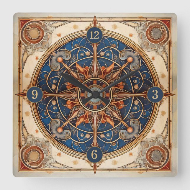 Steampunk Tarot Star Pattern#2 ID1081 Square Wall Clock (Front)