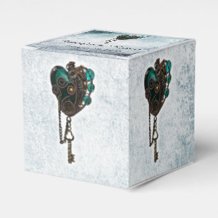 Steampunk Teal Heart Wedding Favour Box