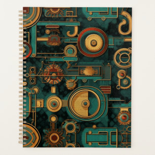 Steampunk Teal Red Gold Planner